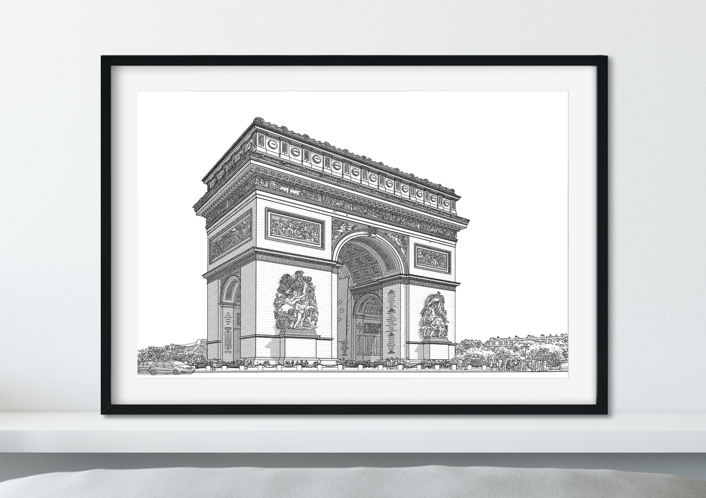 Landmark Wall Art - Hand Drawn Wall Art of Famous Landmark Arch de Triomphe, Paris