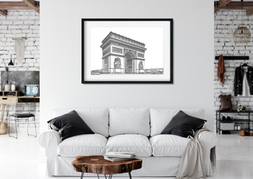 Landmark Wall Art - Hand Drawn Wall Art of Famous Landmark Arch de Triomphe, Paris