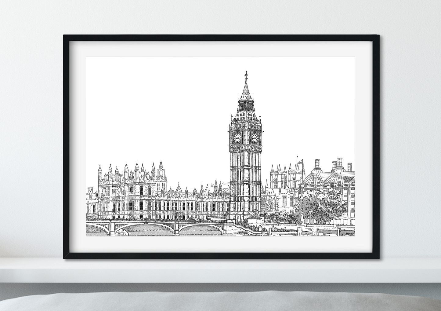 Landmark Wall Art - Hand Drawn Wall Art of Famous Landmark Big Ben, London