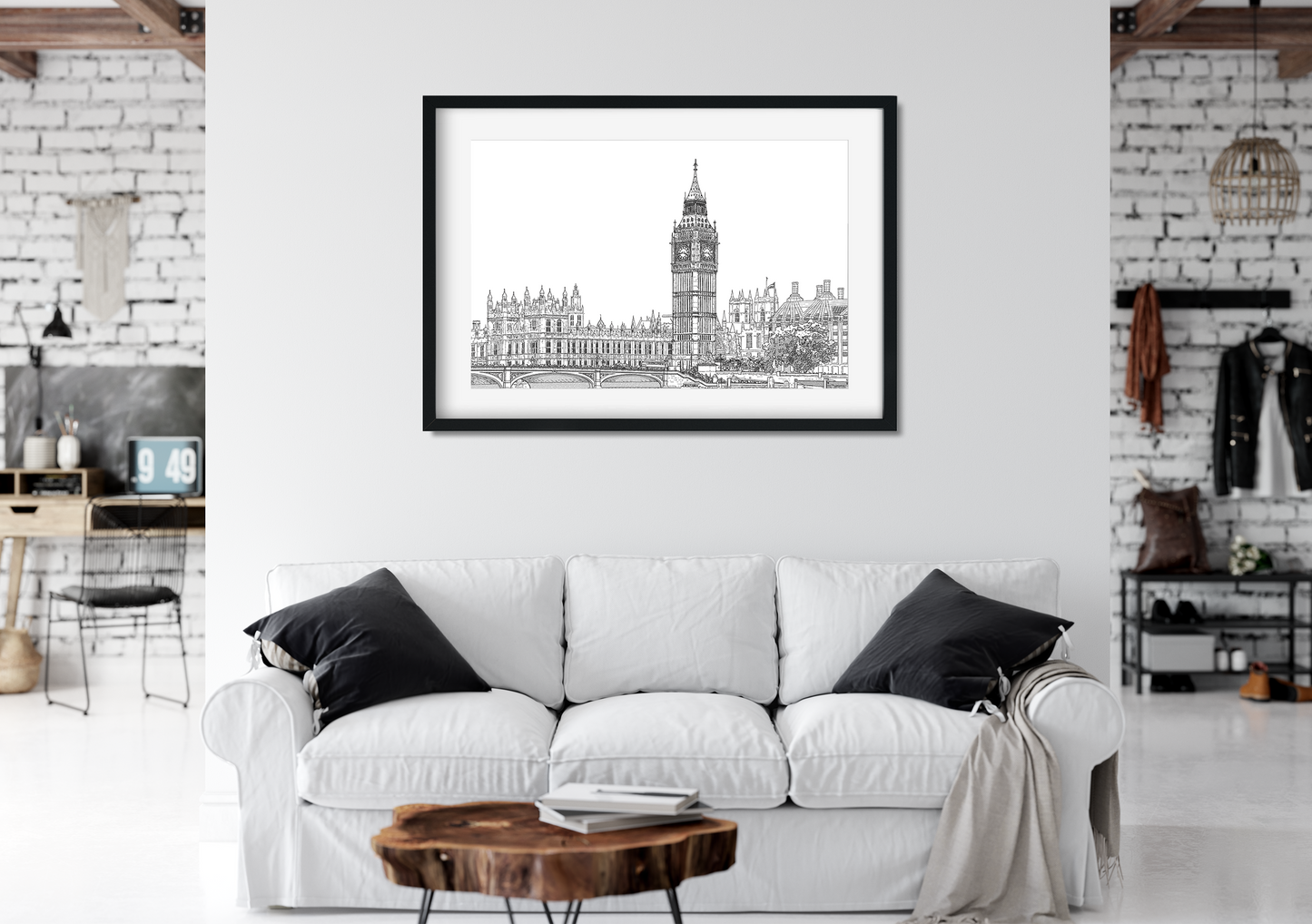 Landmark Wall Art - Hand Drawn Wall Art of Famous Landmark Big Ben, London