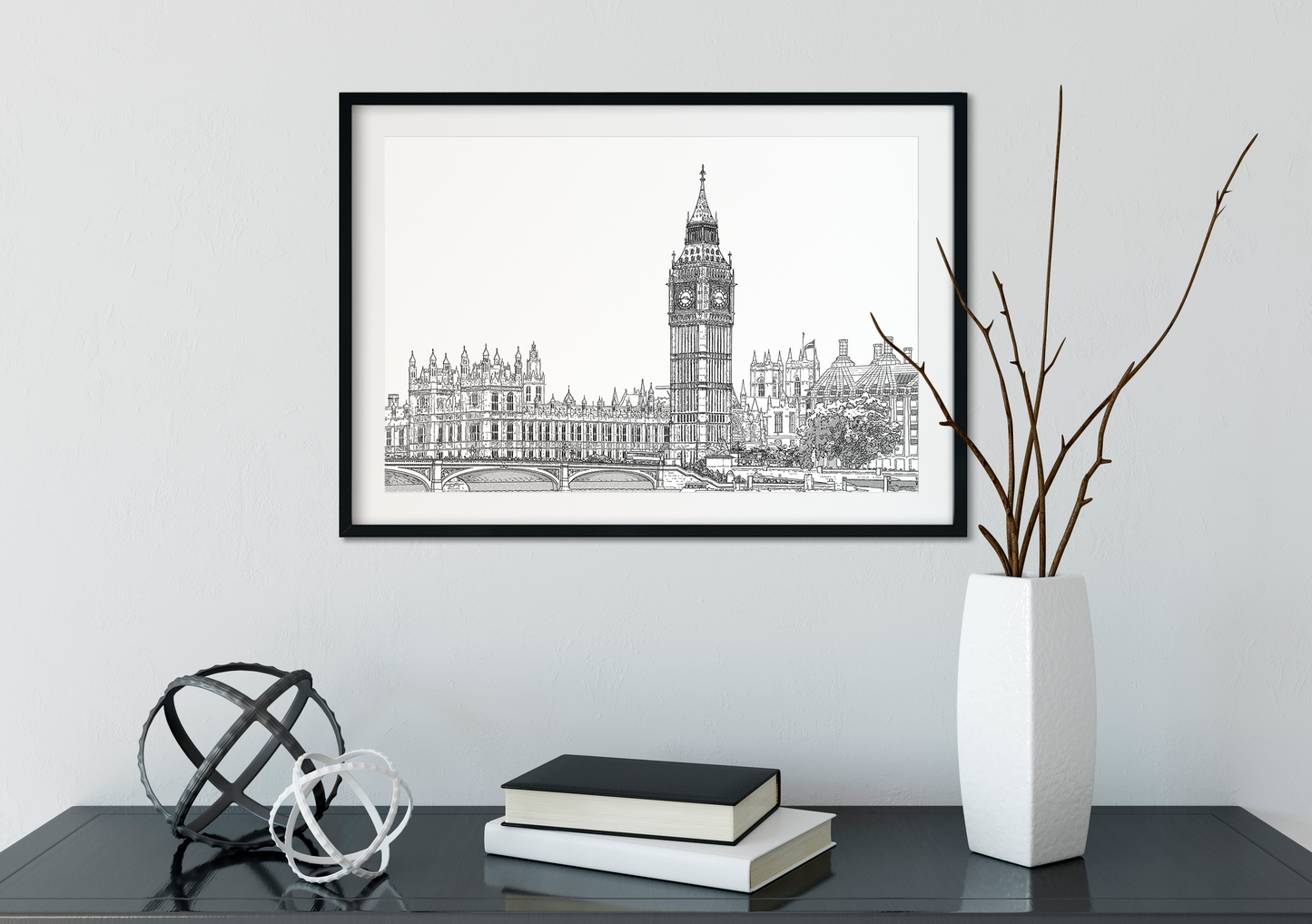 Landmark Wall Art - Hand Drawn Wall Art of Famous Landmark Big Ben, London