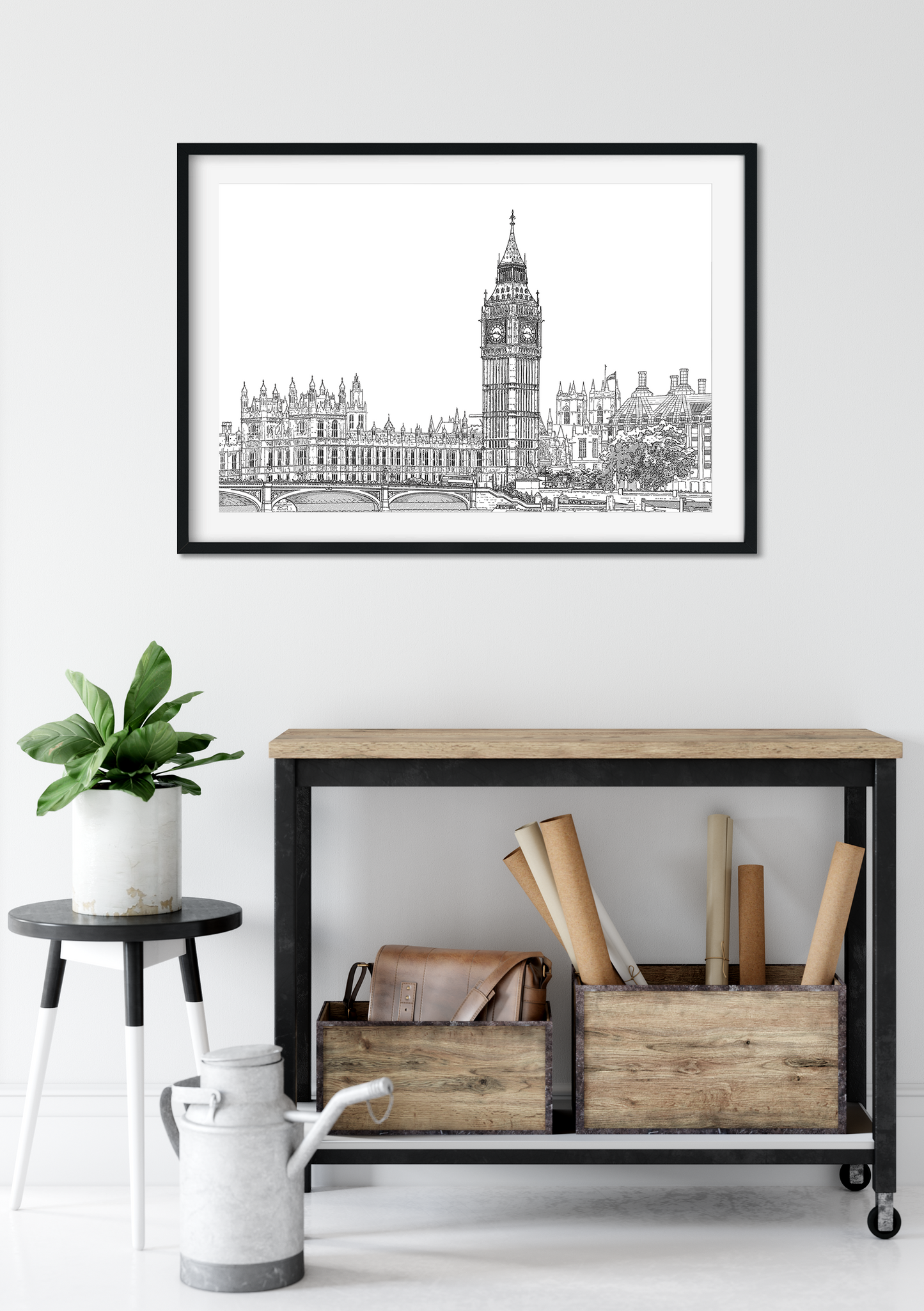 Landmark Wall Art - Hand Drawn Wall Art of Famous Landmark Big Ben, London