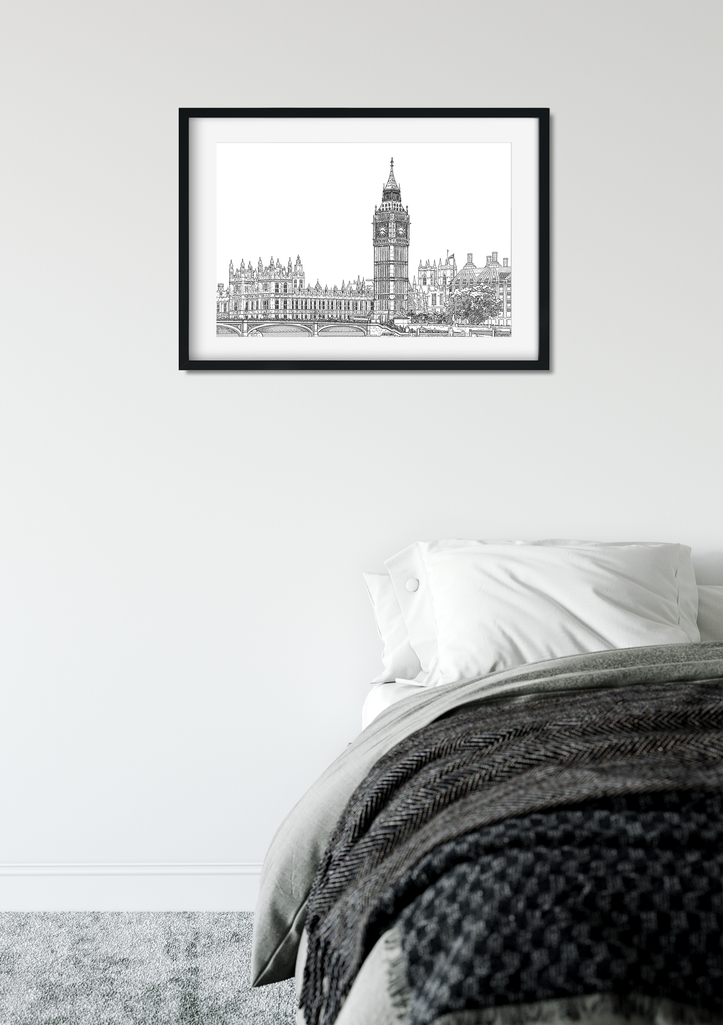 Landmark Wall Art - Hand Drawn Wall Art of Famous Landmark Big Ben, London