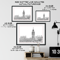 Landmark Wall Art - Hand Drawn Wall Art of Famous Landmark Big Ben, London