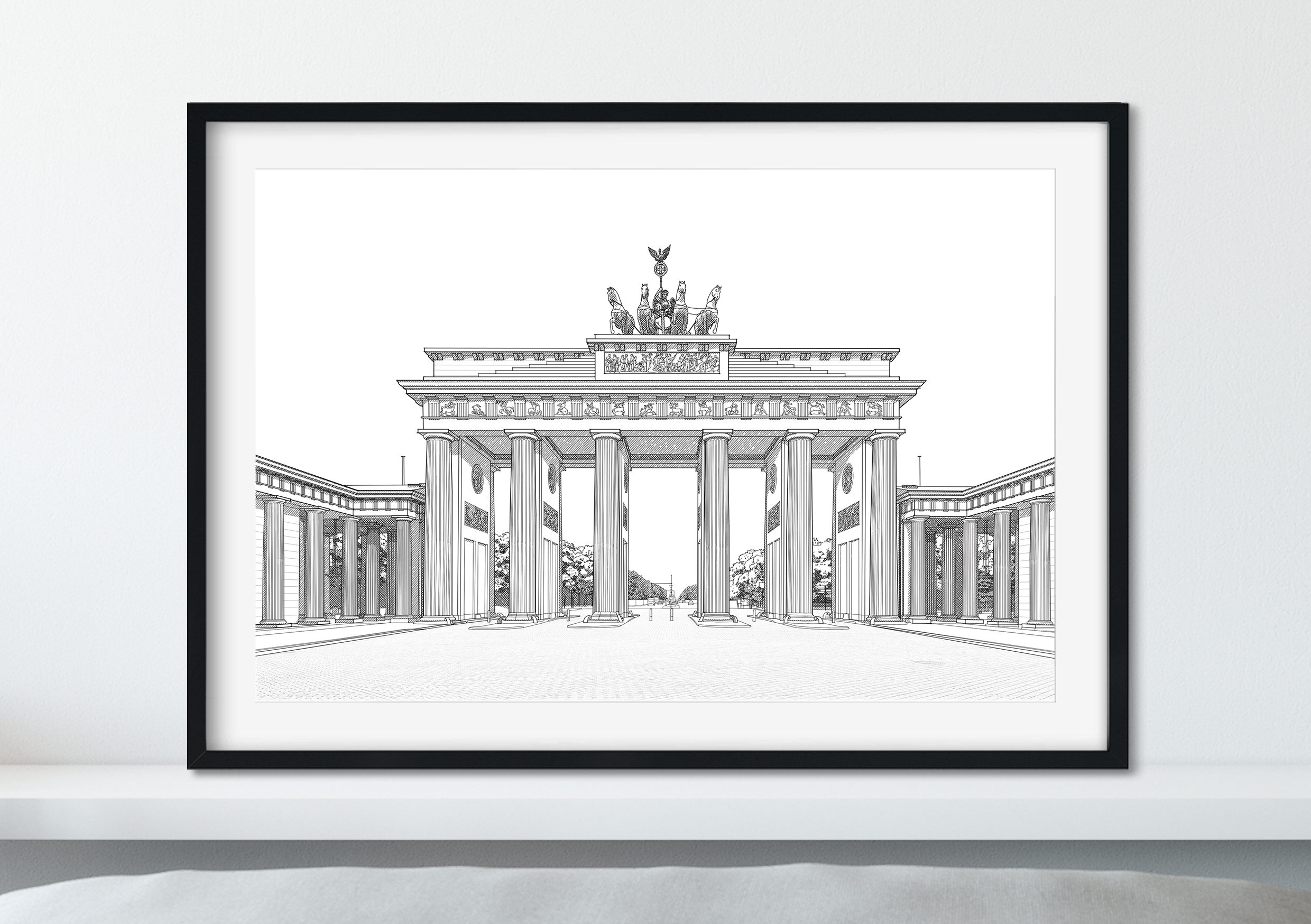 Landmark Wall Art - Hand Drawn Wall Art of Famous Landmark Brandenburg Gate, Berlin