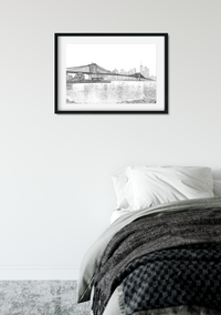 Landmark Wall Art - Hand Drawn Wall Art of Famous Landmark Brooklyn Bridge, New York