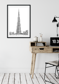 Landmark Wall Art - Hand Drawn Wall Art of Famous Landmark Burj Khalifa, Dubai