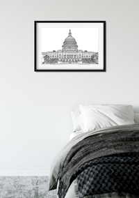 Landmark Wall Art - Hand Drawn Wall Art of Famous Landmark Capitol Building