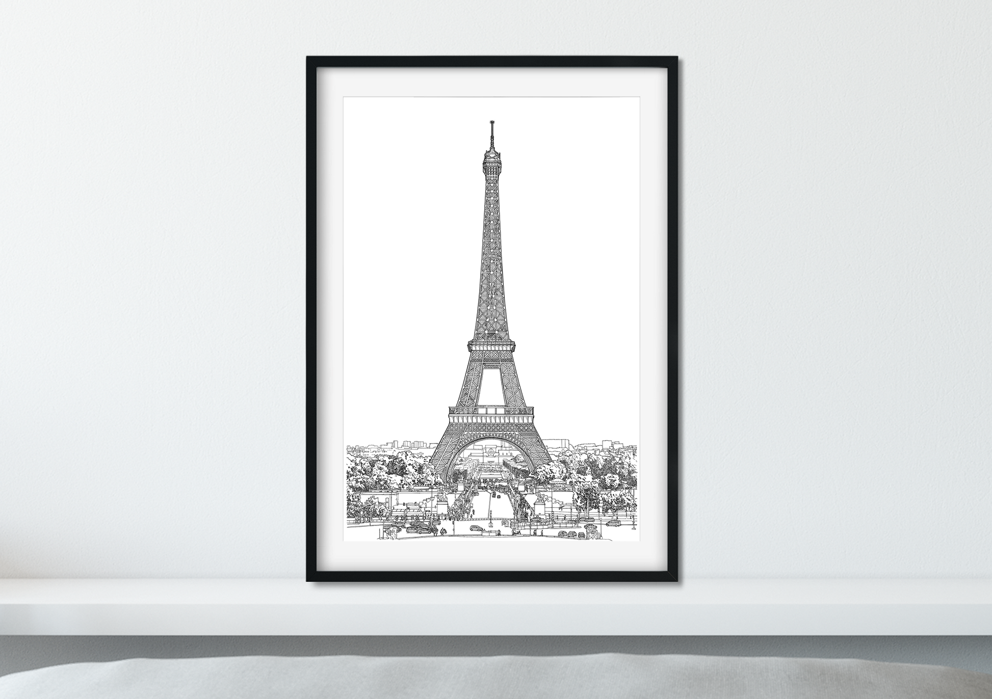 Detailed ink doodle of the eiffel tower