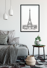 Landmark Wall Art - Hand Drawn Wall Art of Famous Landmark Eiffel Tower, Paris