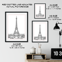 Landmark Wall Art - Hand Drawn Wall Art of Famous Landmark Eiffel Tower, Paris
