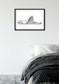 Landmark Wall Art - Hand Drawn Wall Art of Famous Landmark Heydar Aliyev Center, Baku