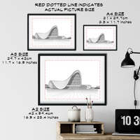 Landmark Wall Art - Hand Drawn Wall Art of Famous Landmark Heydar Aliyev Center, Baku