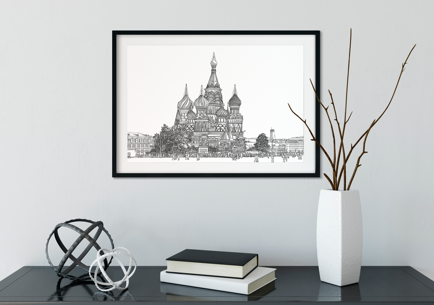 Landmark Wall Art - Hand Drawn Wall Art of Famous Landmark St. Basil’s Cathedral, Moscow