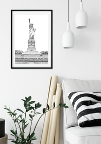 Landmark Wall Art - Hand Drawn Wall Art of Famous Landmark Statue of Liberty, New York