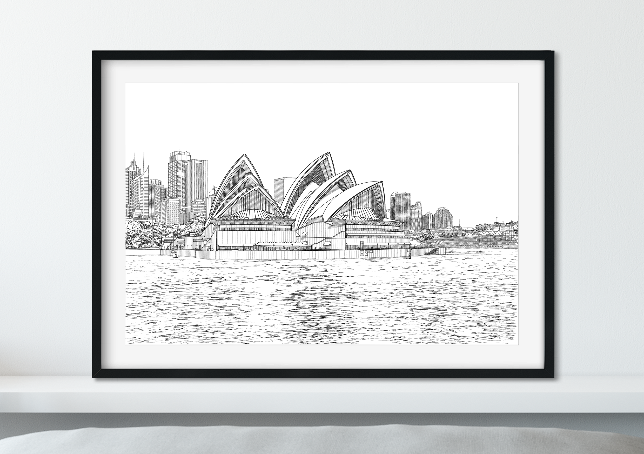 Landmark Wall Art - Hand Drawn Wall Art of Famous Landmark Sydney Opera House