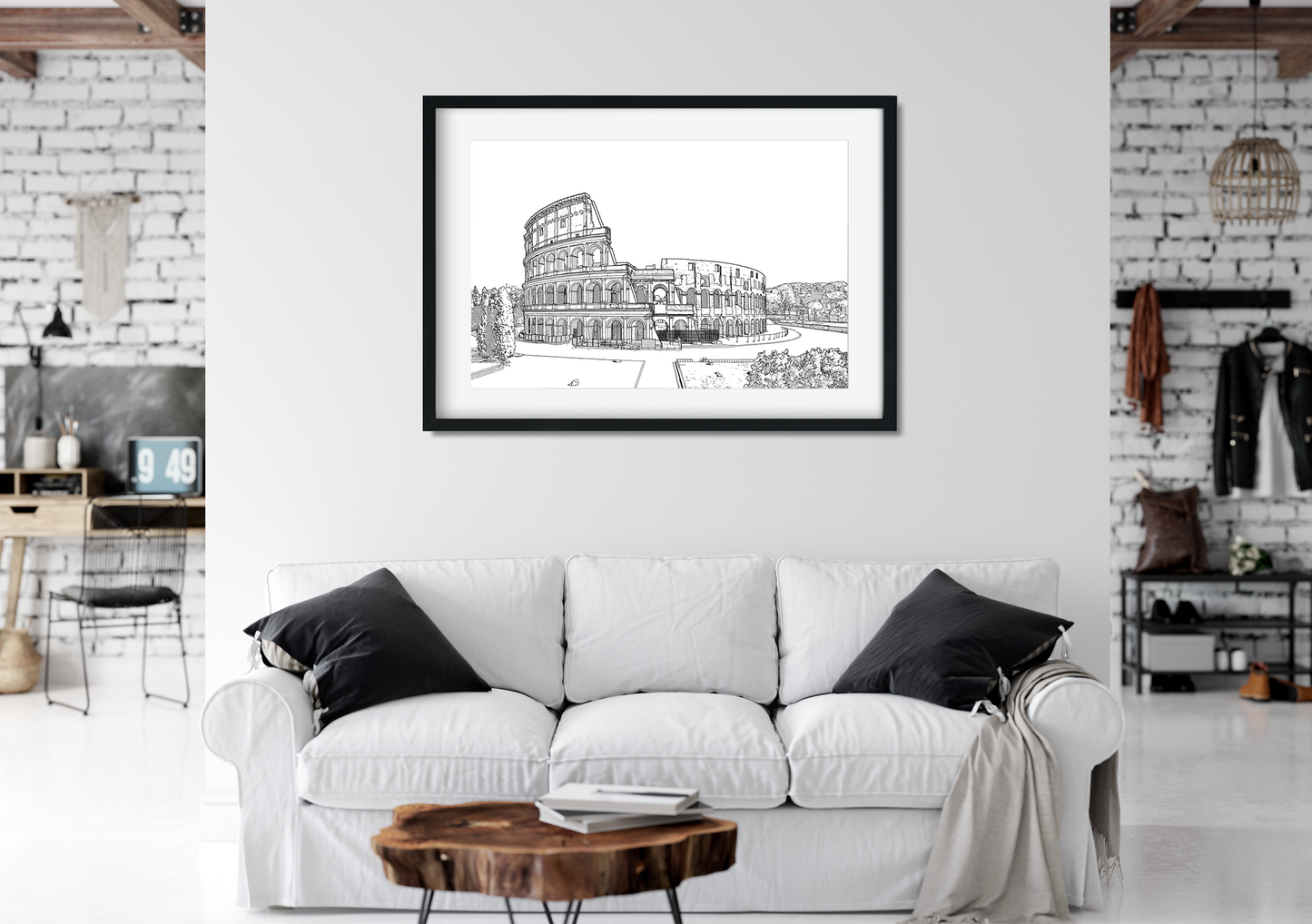 Landmark Wall Art - Hand Drawn Wall Art of Famous Landmark The Colosseum, Rome