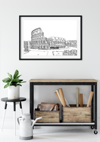 Landmark Wall Art - Hand Drawn Wall Art of Famous Landmark The Colosseum, Rome