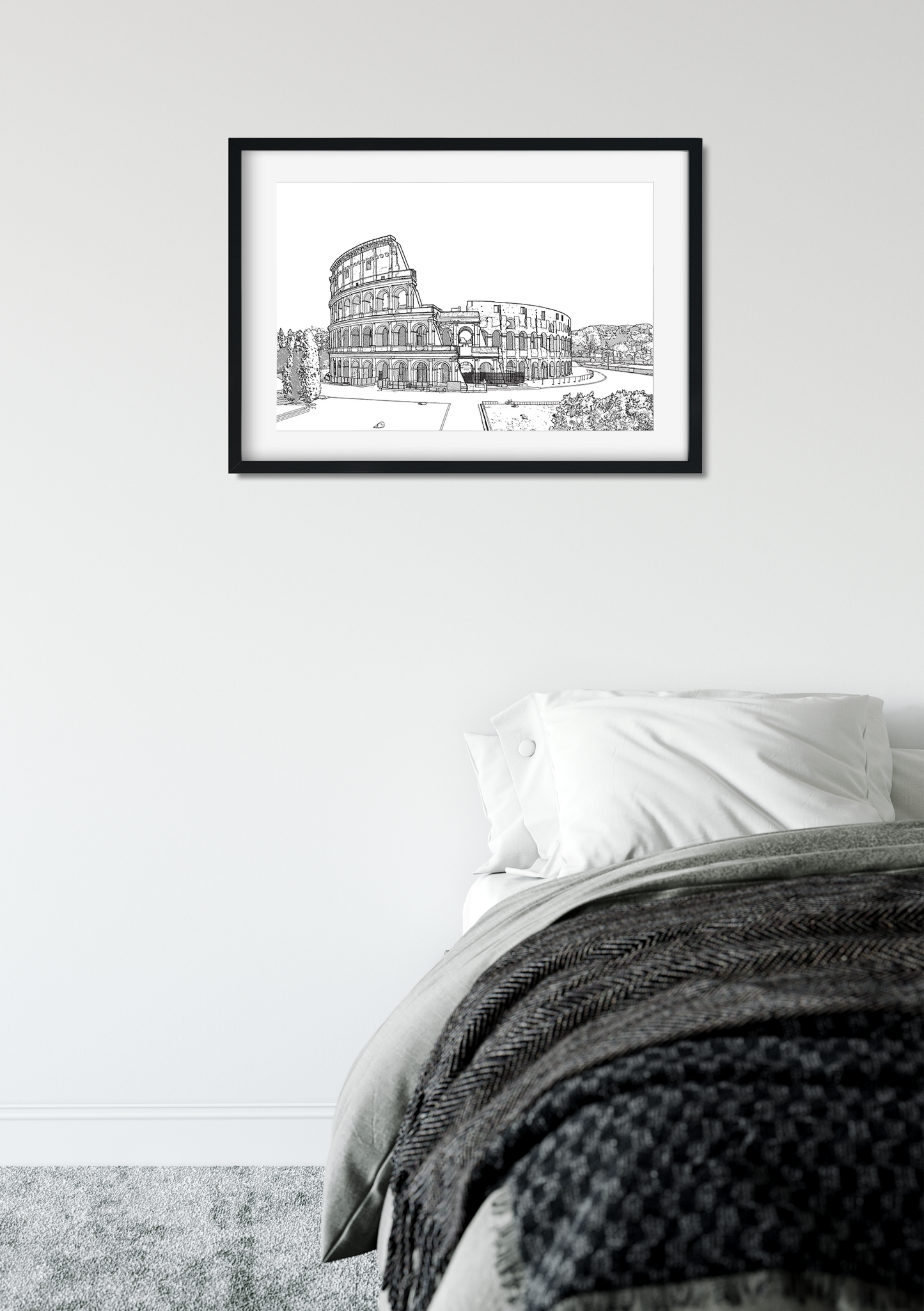 Landmark Wall Art - Hand Drawn Wall Art of Famous Landmark The Colosseum, Rome