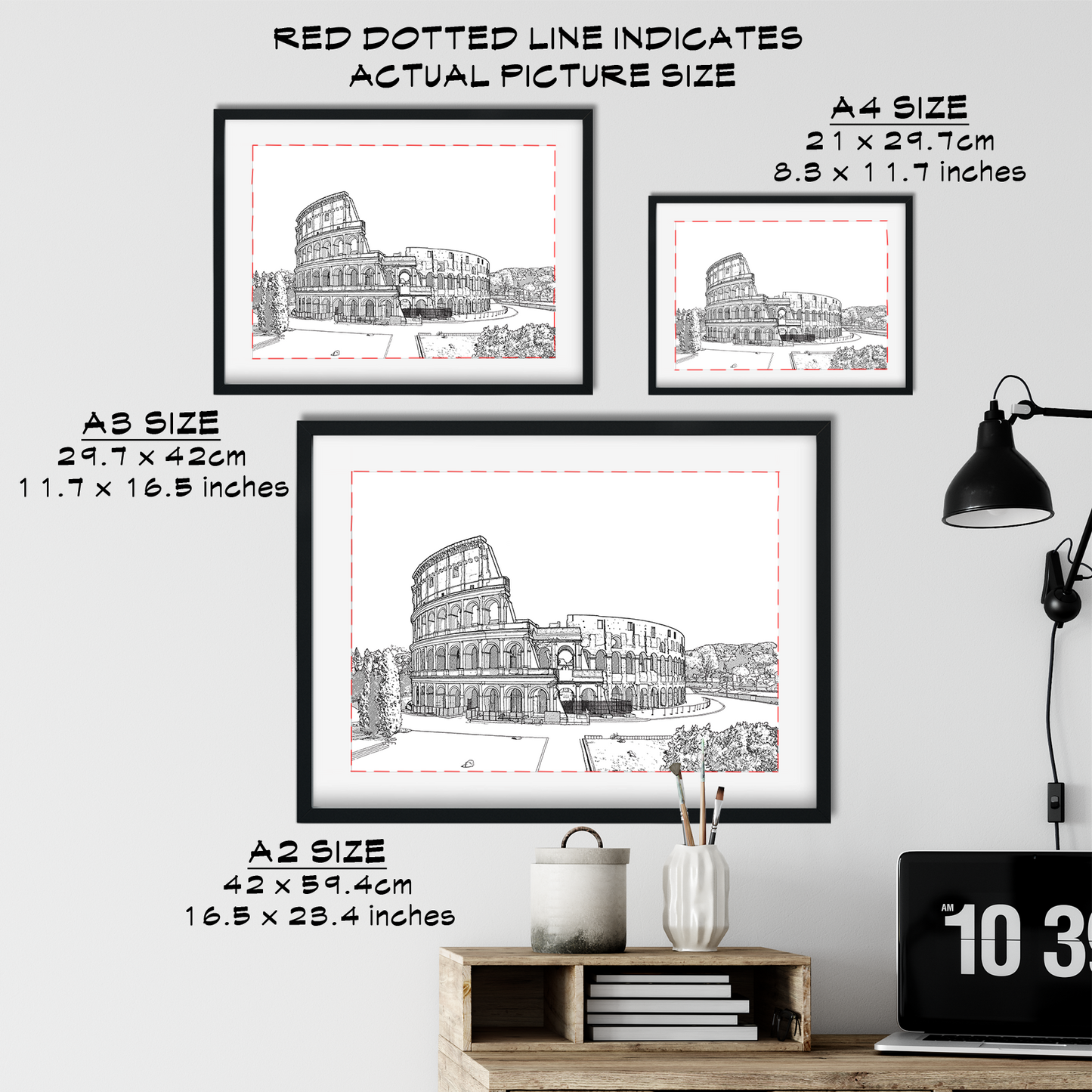 Landmark Wall Art - Hand Drawn Wall Art of Famous Landmark The Colosseum, Rome