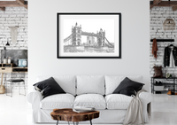 Landmark Wall Art - Hand Drawn Wall Art of Famous Landmark Tower Bridge, London