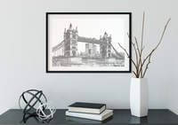 Landmark Wall Art - Hand Drawn Wall Art of Famous Landmark Tower Bridge, London