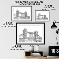 Landmark Wall Art - Hand Drawn Wall Art of Famous Landmark Tower Bridge, London